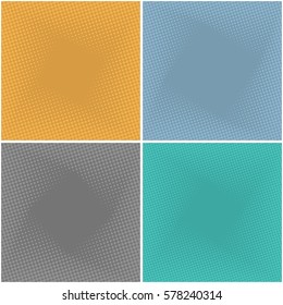 Set of abstract backgrounds with half tone effects. Dots textures with place for text, vector illustration.