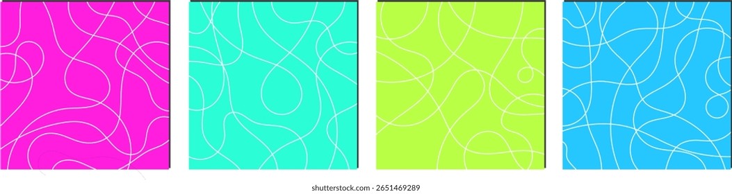 Conjunto de planos de fundo abstratos com linha de desenho manual em cores pastel no branco. Fundo moderno para design de marca de beleza. Ilustração vetorial.