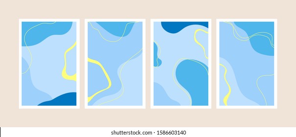 Set of Abstract backgrounds with hand drawn textures, memphis style. Universal pastel colors. Wallpaper fashion design.