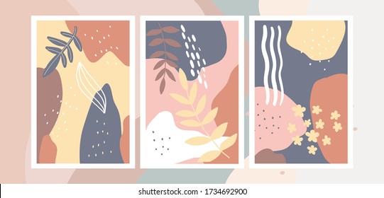 Conjunto de fondos abstractos con texturas dibujadas a mano, estilo memphis. Colores pastel universales. Diseño de moda de fondo de escritorio.