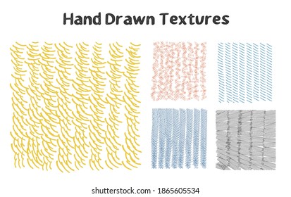 Set of abstract backgrounds and hand drawn textures. Vector illustration.