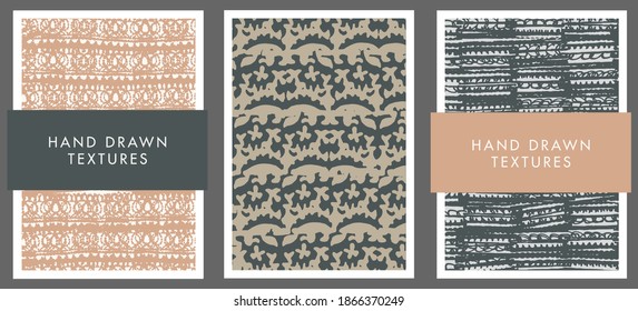 Conjunto de fondos abstractos y texturas dibujadas a mano. Ilustración vectorial.