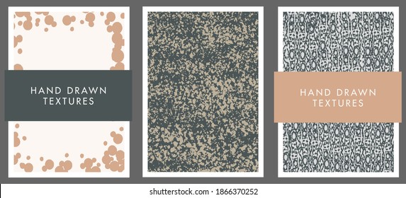 Set of abstract backgrounds and hand drawn textures. Vector illustration.