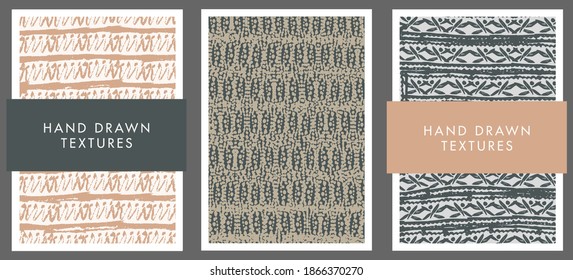 Set abstrakter Hintergründe und handgezeichnete Texturen. Vektorgrafik.