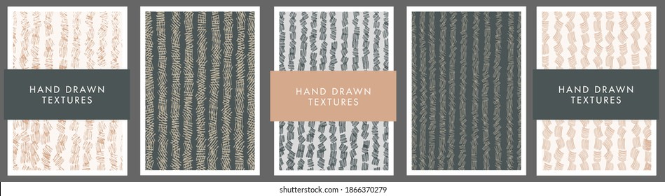 Set of abstract backgrounds and hand drawn textures. Vector illustration.