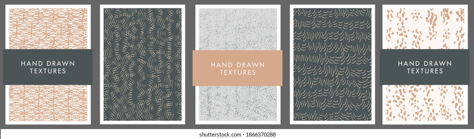 Set of abstract backgrounds and hand drawn textures. Vector illustration.