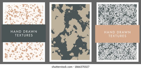 Conjunto de fondos abstractos y texturas dibujadas a mano. Ilustración vectorial.