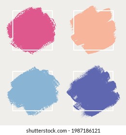 A set of abstract backgrounds. Ink brush strokes with uneven edges. Illustration with a dry brush.