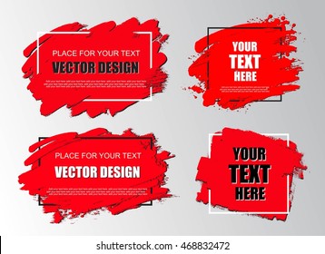Set of abstract backgrounds with ink brush strokes with rough edges and  frame. Perfect design for headline, logo and banner.