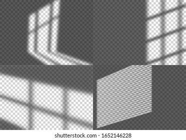 Set of Abstract Backgrounds with Light from Window on the Wall. Vector Mockups with Shadow Overlay