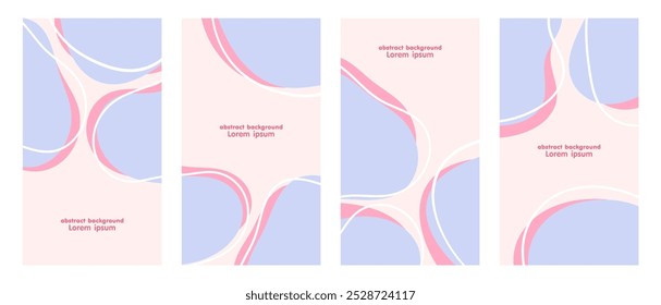 Conjunto de planos de fundo abstratos com formas orgânicas líquidas e desenho à mão rabiscar linha de círculo. formas fluidas. cores pastel. modelo de design moderno mínimo. ilustração vetorial