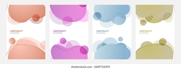 Set of abstract backgrounds with liquid shapes. Color splashes for creative graphic design. Vector illustration.
