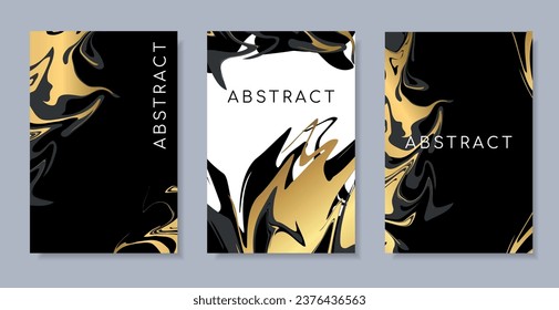 Set of abstract backgrounds. Luxurious premium design in black and gold tones. Ideal for business cards, flyers, posters, cards and advertising.