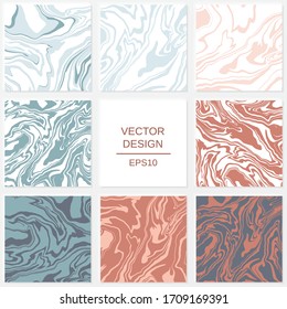 Montaje abstracto de mármol. Las manchas claras de pintura se entrelazan unas con otras. Elementos para el diseño de embalajes o invitaciones. Ilustración vectorial de material.