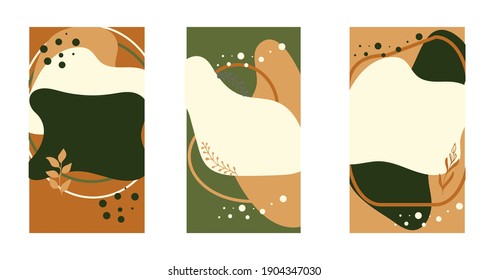 Set of abstract backgrounds in minimal style - design templates for social media stories, designs for invitations