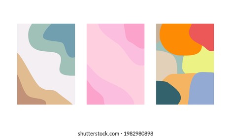 Set of Abstract backgrounds in minimal trendy style templates for social media, free space card, brochure, postcard .