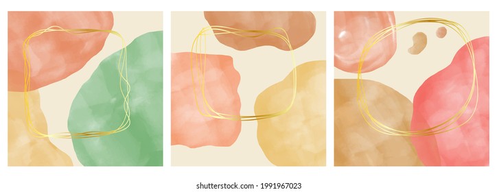 Conjunto de fondos abstractos. marcos geométricos minimalistas pintados a mano para Postcard, Banner de medios sociales o Fondo de diseño de portada de folletos. ilustración vectorial