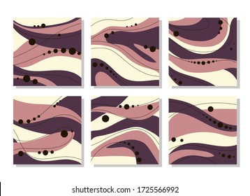 set of abstract backgrounds. minimalistic shapes, lines and objects. Place for an inscription. Vector stock illustration. modern scribbles and spots. Trendy isolated backgrounds for social networks.