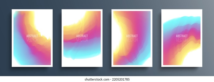 Conjunto de fondos abstractos con degradados multicolores para su diseño gráfico creativo. Arcoiris. Ilustración vectorial.