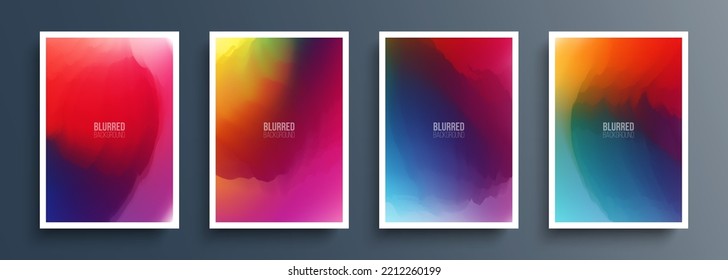 Set of abstract backgrounds with multicolored gradients for your creative graphic design. Color waves. Vector illustration.