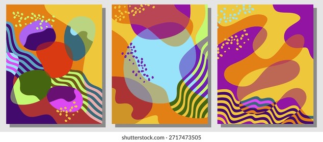 Conjunto de fondos abstractos con un concepto de naturaleza. Diseño de Vector plano.