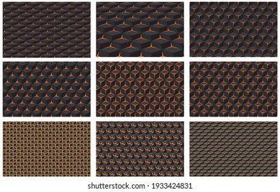 Conjunto de fondos abstractos. Estructura de ruido con cubos. Imagen del vector