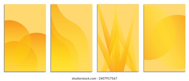 Set abstrakter Hintergründe in orangefarbenen und gelben Farben. Vektorgrafik.