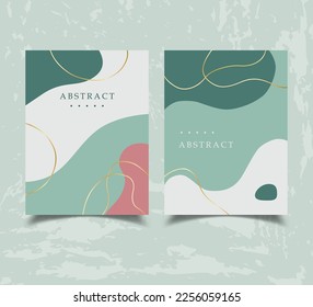 Set of abstract backgrounds with organic flowing shapes and freehand drawn lines. Template for booklet, flyer, cover, magazine, invitation. Vector illustration.