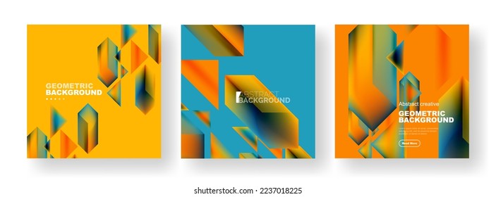Set of abstract backgrounds. Overlapping geometric elements composition. Vector Illustration For Wallpaper, Banner, Background, Card, Book Illustration, landing page