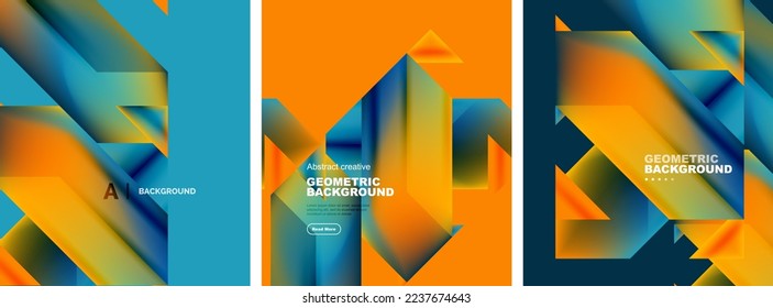 Set of abstract backgrounds. Overlapping geometric elements composition. Vector Illustration For Wallpaper, Banner, Background, Card, Book Illustration, landing page