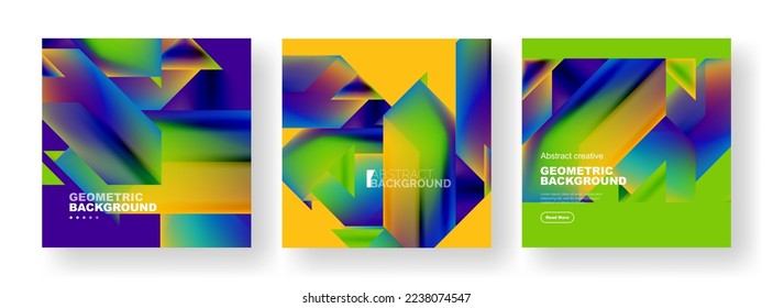 Set of abstract backgrounds. Overlapping geometric elements composition. Vector Illustration For Wallpaper, Banner, Background, Card, Book Illustration, landing page