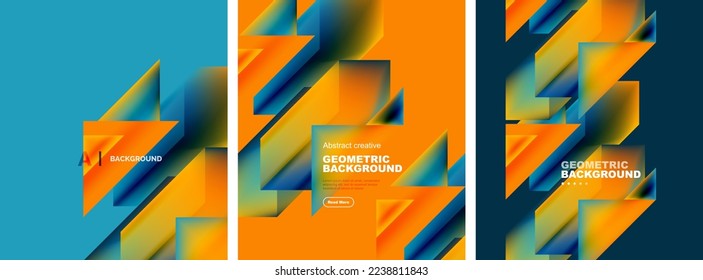 Set of abstract backgrounds. Overlapping geometric elements composition. Vector Illustration For Wallpaper, Banner, Background, Card, Book Illustration, landing page