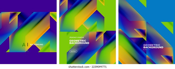 Set of abstract backgrounds. Overlapping geometric elements composition. Vector Illustration For Wallpaper, Banner, Background, Card, Book Illustration, landing page