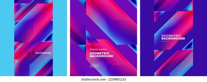 Set of abstract backgrounds. Overlapping geometric elements composition. Vector Illustration For Wallpaper, Banner, Background, Card, Book Illustration, landing page