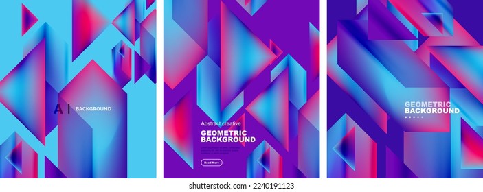 Conjunto de fondos abstractos. Composición de elementos geométricos superpuestos. Ilustración vectorial para fondo de escritorio, pancarta, fondo, tarjeta, ilustración del libro, página de inicio