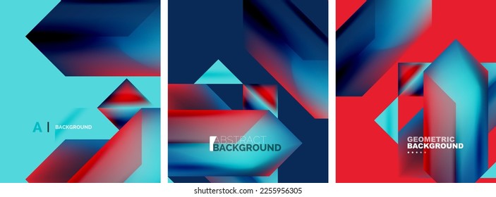 Conjunto de fondos abstractos. Composición de elementos geométricos superpuestos. Ilustración vectorial para fondo de escritorio, pancarta, fondo, tarjeta, ilustración del libro, página de inicio