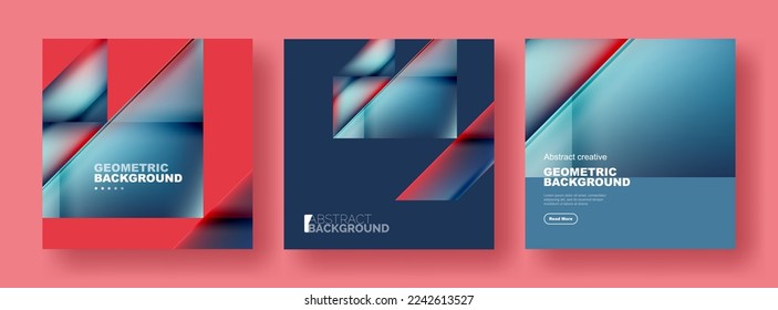 Set of abstract backgrounds - overlapping triangles with fluid gradients design. Collection of covers, templates, flyers, placards, brochures, banners