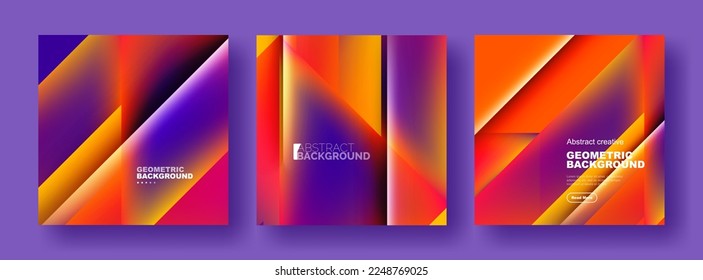 Set of abstract backgrounds - overlapping triangles with fluid gradients design. Collection of covers, templates, flyers, placards, brochures, banners