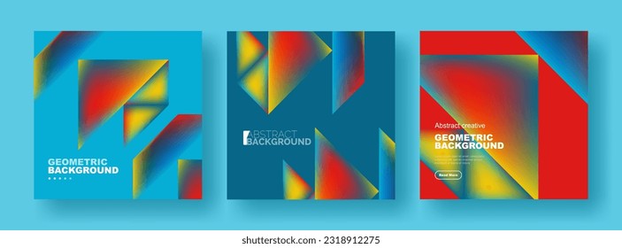 Set of abstract backgrounds - overlapping triangles with fluid gradients design. Collection of covers, templates, flyers, placards, brochures, banners