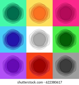 Set of abstract backgrounds with paper cut shapes. Vector template.