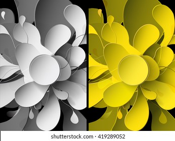 Set of abstract backgrounds with paper flower. 