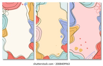 Set of abstract backgrounds. Abstract pastel background, Contemporary modern trendy background, memphis style