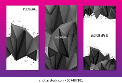 Set of abstract backgrounds with polygonal shapes on white background. Vector illustration for your graphic design.
