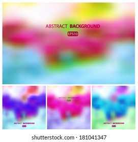 Set of abstract backgrounds purple, red, pink, greenish color. Vector EPS 10 illustration.