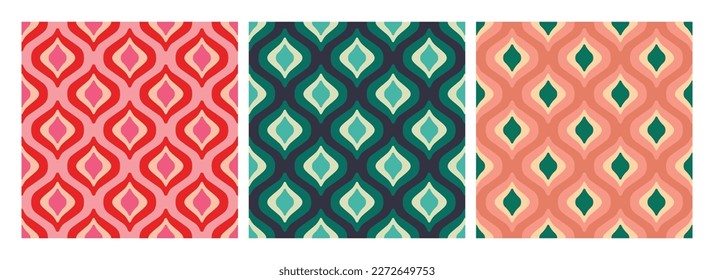 Set of abstract backgrounds retro 1970s style