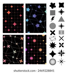 Set of abstract backgrounds. Retro backgrounds with graphic elements. Abstract geometric shapes.