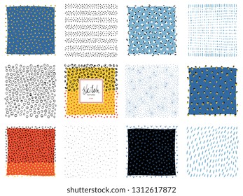 Set of abstract backgrounds and scribble textures. Vector illustration.