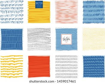 Set of abstract backgrounds and scribble textures. Vector illustration.