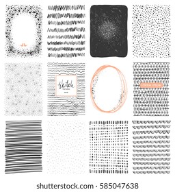 Set of abstract backgrounds and scribble textures. Vector illustration.