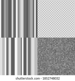 Set of abstract backgrounds. Seamless monochrome textures. Collection of patterns. Black and white illustration